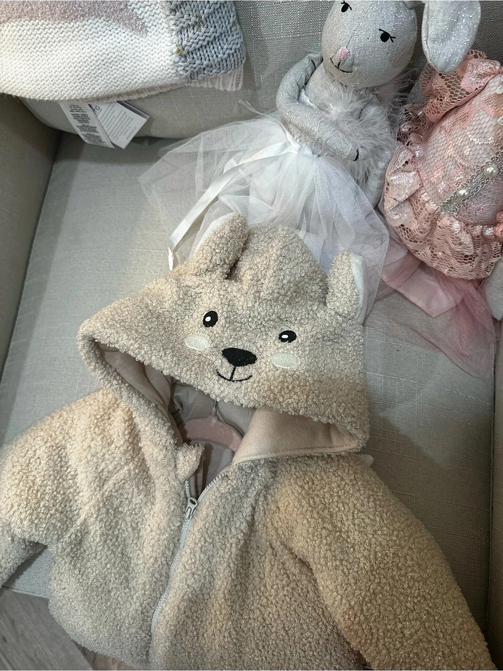 Kids Cream Bear Hooded Bodysuit